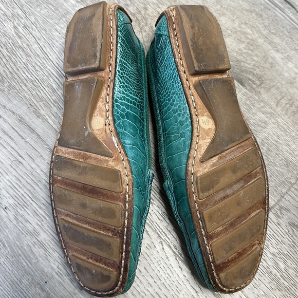 GUCCI crocodile leather slip on driving shoes with rubber soles teal 6 1/2 - Picture 7 of 13